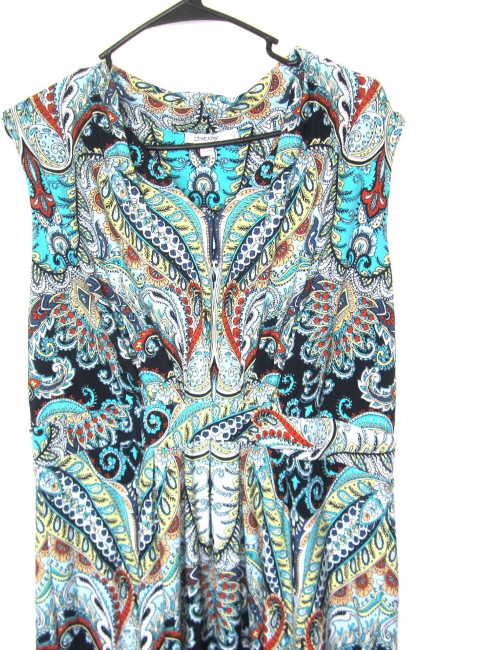 Chico's Jasmina Maxi Dress Size 2 US 12 Paisley Floral Dress Sleeveless Blue - Picture 3 of 13